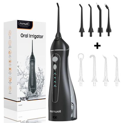 Portable F18 Water Flosser 4 Modes Water Floss USB Rechargeable 4 Nozzles Oral Water Jet 200ml Water Tank Waterproof