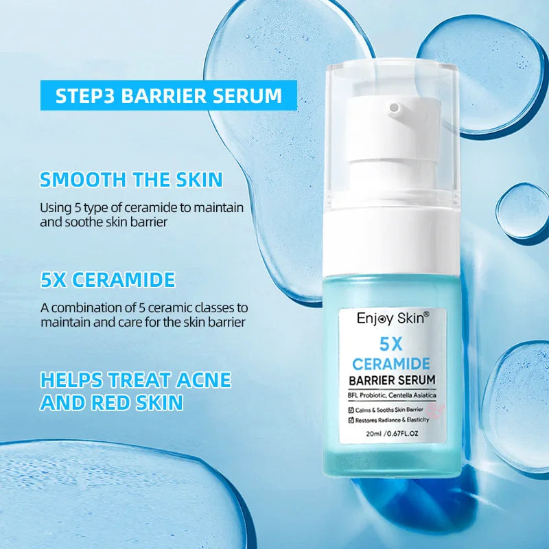 Facial Skincare Set Lasting Moisturizing Smooth Clean Ceramide Facial Cleanser Toner Serum Moisturizing Cream Suit All Skin Type