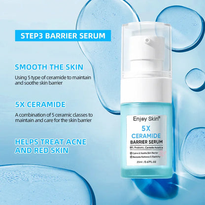 Facial Skincare Set Lasting Moisturizing Smooth Clean Ceramide Facial Cleanser Toner Serum Moisturizing Cream Suit All Skin Type