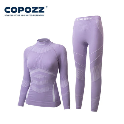 COPOZZ Women Men 3A Antimicrobial Ski Thermal Underwear Fitness Workout Gym Snowboard Sport Pressure Supports Warm Long Johns