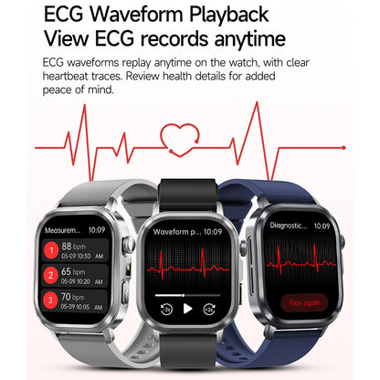 New Accurate Blood Pressure Smart Watch Uric Acid ECG+PPG Blood Oxygen Body Analysis Body Fat LED Flashlight smart watches 2025