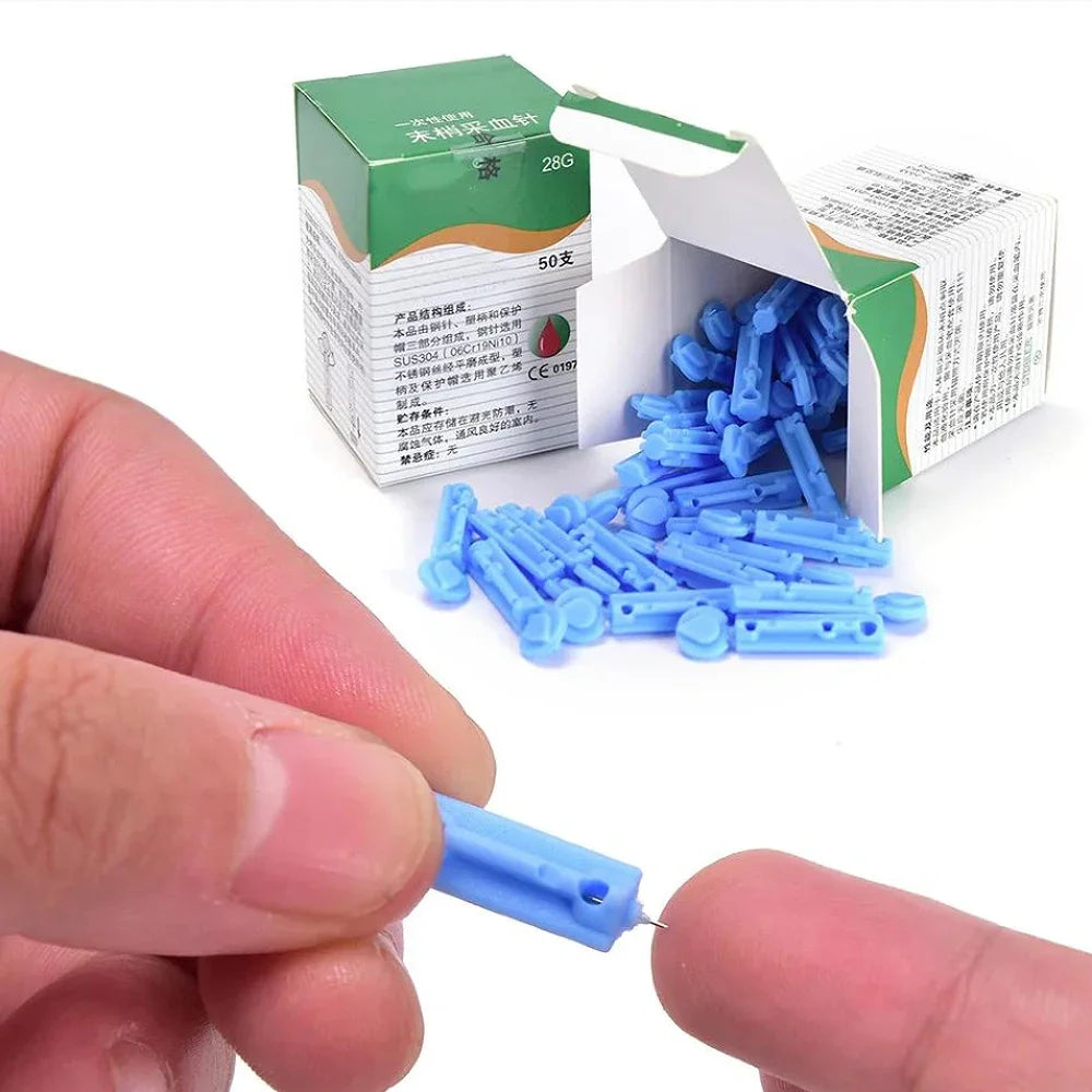 Lancet Pen Adjustable Depth Blood Sampling Glucose Test Pen for Diabetics Blood Collect 50pcs Lancing Device