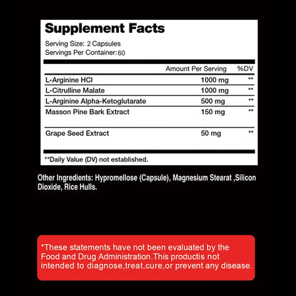 Nitric Charge - with L-Arginine, L-Citrulline - Improve Endurance, Muscle Mass, and Athletic Performance - 120 Capsules