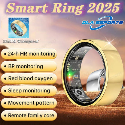 2025 New Smart Ring Heart Rate/Health Sleep Monitor Multi Sport Modes IP68 & 10ATM Waterproof Use Time 3 Days Rings Gift For Man
