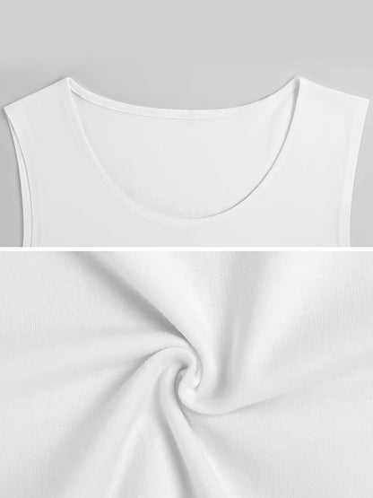 Men's 100% Pure Cotton Sleeveless "NO DAYS OFF" Letter Print - Breathable Casual Summer Top Vest  Tank Top Men