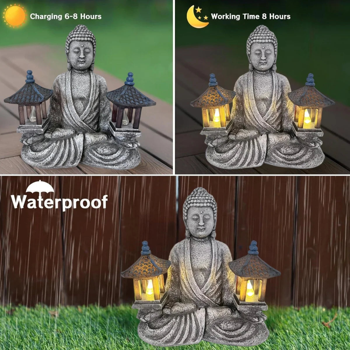 Outdoor Solar Garden Statue Light, Zen and Serene statues solar decorated garden lights, Zen statue light, For indoor and outdoo