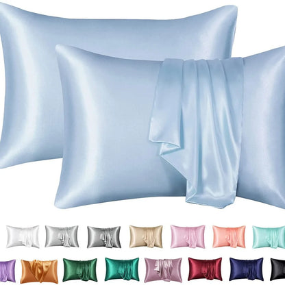 2pcs Satin Pillowcase for Skin and Hair, Satin Pillow Cases Set of 2 Soft Breathable Smooth Cooling Pillow Covers for Sleeping