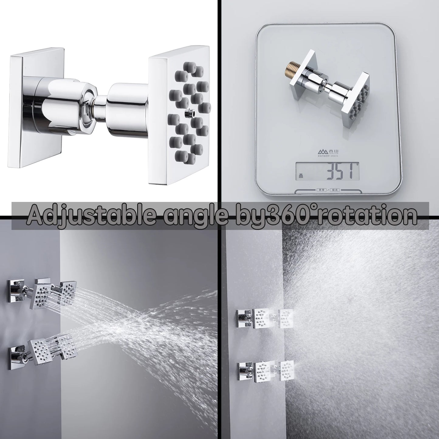 Qlonn Smart Shower Set LED Lighting Rain/Waterfall Shower Head Bathroom Faucets System Smart Digital Display Thermostatic Mixer