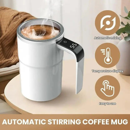 Self Stirring Mug Smart Coffee Cup with Temperature Display Rechargeable for Hot Chocolate Matcha Latte Protein Shake Mixing