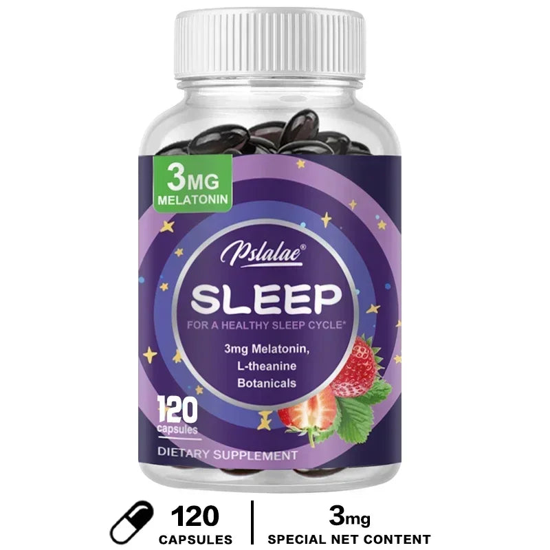 With 3 Mg Melatonin & L-Theanine Capsules, Sleep Support Helps Calm Mind and Body for Better, Longer Sleep 120 CapsulesSupplemen
