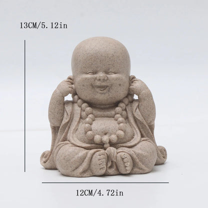 Vilead Three Wise Monks Figurines Buddhist Statue Buda Sculpture Cute Laughing Buddha Meditation Zen Ornament Feng Shui Wealth