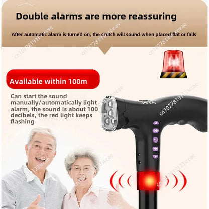 Elderly Adjustable L-ED Walking Cane FM Radio MP3 Smart Safety Fall Alarm Walking Stick Trusty Sticks for the Elder Fathers