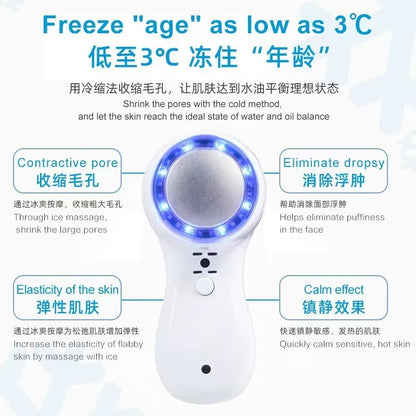 Cryotherapy Skin Cooling Machine Cold Compress Blue Photon Skincooler Facial Calming Care Ice Cooler Reduce Swelling Shrink Pore