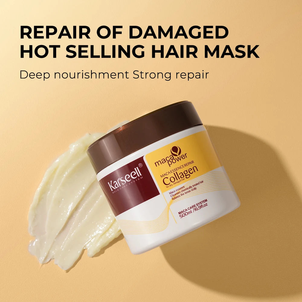 Karseell Collagen Hair Mask 500ml 16.9 fl.oz + Argan Oil Hair Serum 50ml 1.69 fl.oz