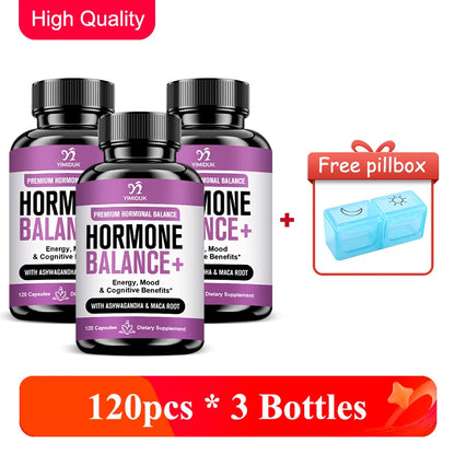 Adaptogen Herb Complex Hormone Balance Supplement, with Vitamin B6, for Reduces PMS, Menopause Symptoms & Metabolism, Vegan