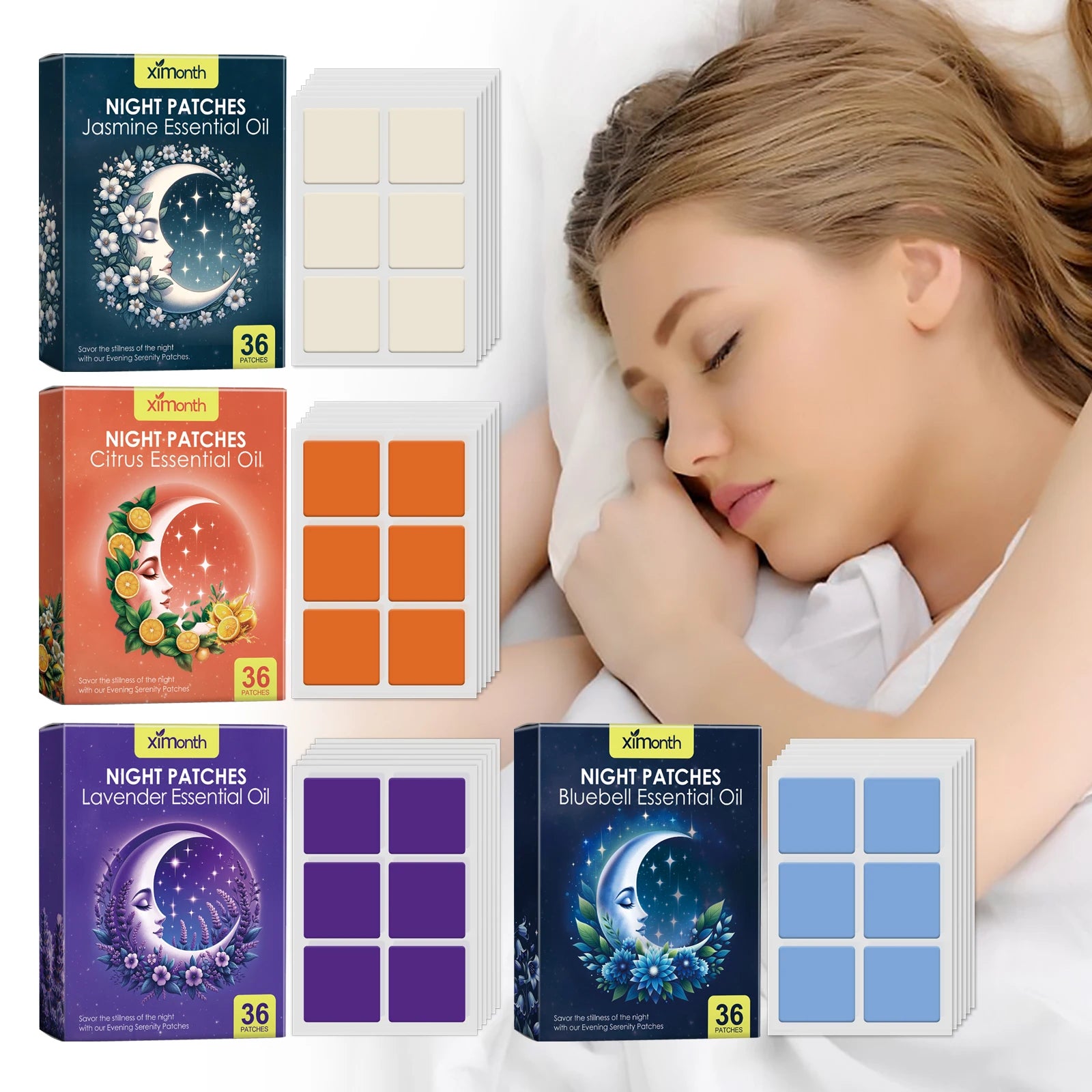 Sleep Care Patch Improves Sleep Quality Soothes Nerves Jasmine Lavender Citrus Bluebell Scent Lightweight & Portable Sleep Patch