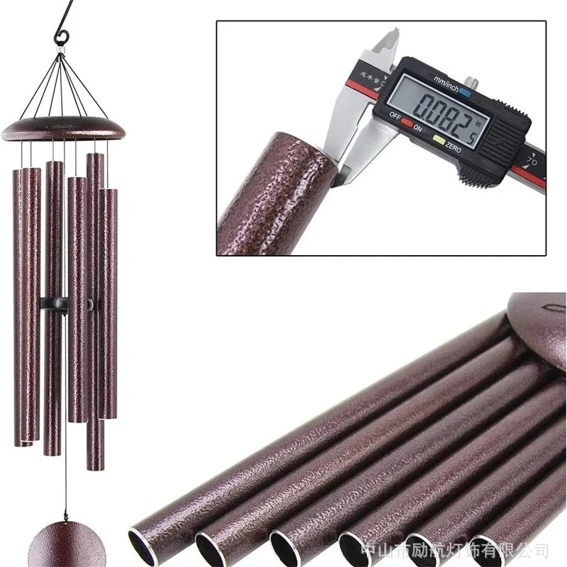 45 Inch Outdoor Wind Chime Red Aluminum Tube Garden Bell With Iron Top Cap Musical Yard Patio Decoration Gift For Mom