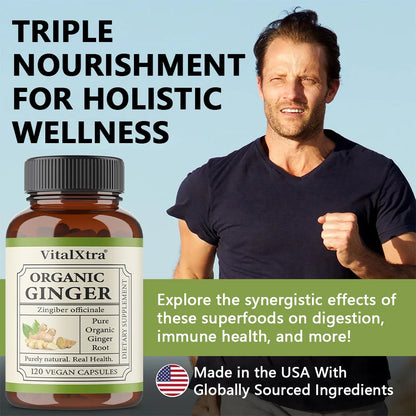 Organic Ginger Root Capsules 950 Mg-Natural Ginger Supplement That Boosts Immunity and Digestion, and Promotes Blood Circulation