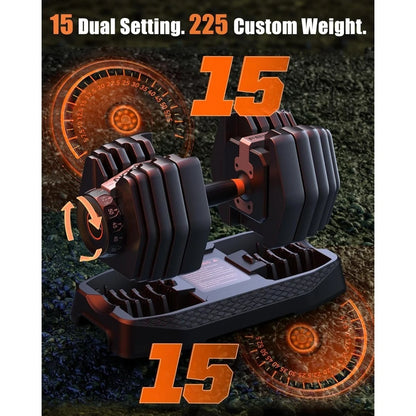 DB1 Quick Adjustable Dumbbell Set, 15-in-1 Weight Set Dumbbells 105lb/52.5lb with Storage Box, Quick Adjust Free, Customized