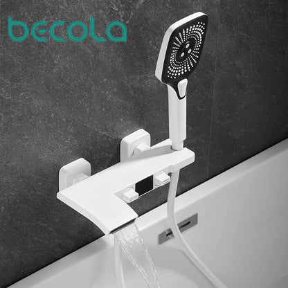 Becola bathroom shower set with intelligent digital display waterfall water outlet and handheld three types of water outlet