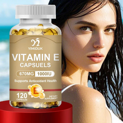 Buy 1 Get 1 Free! Vitamin E 670mg Capsules, Support Skin & Heart Health, Moisturizes from Within, Reduces Scars & Promotes Shine