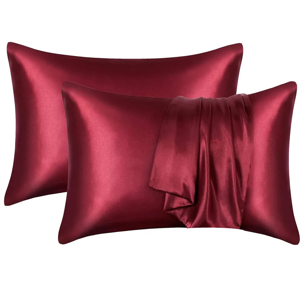 Satin Pillowcase for Hair and Skin 2 Pack, Queen Size Pillow Cases Set of 2, Silky PillowCover with Enve