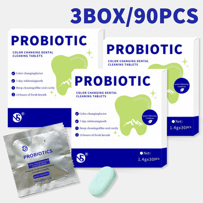 Probiotic tooth cleaning tablets 30/60/90 tablets/box with fresh breath for a long time, clean teeth and portable tooth care.