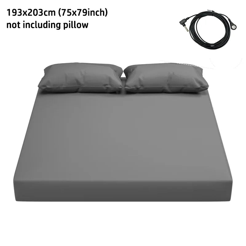 Grounding Sheet for Better Sleep - Cotton and Silver Conductive Fitted Sheet with Grounding Cord, Machine Washable for Twin