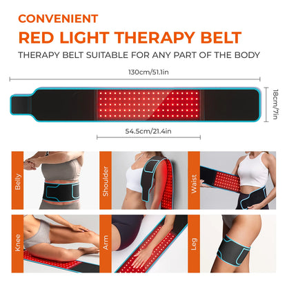 Red Light Therapy 850nm 660nm Red ＆Infrared LED Light Therapy Belt Back Pain Relief Wrap Full Body Belt Back Waist Heating