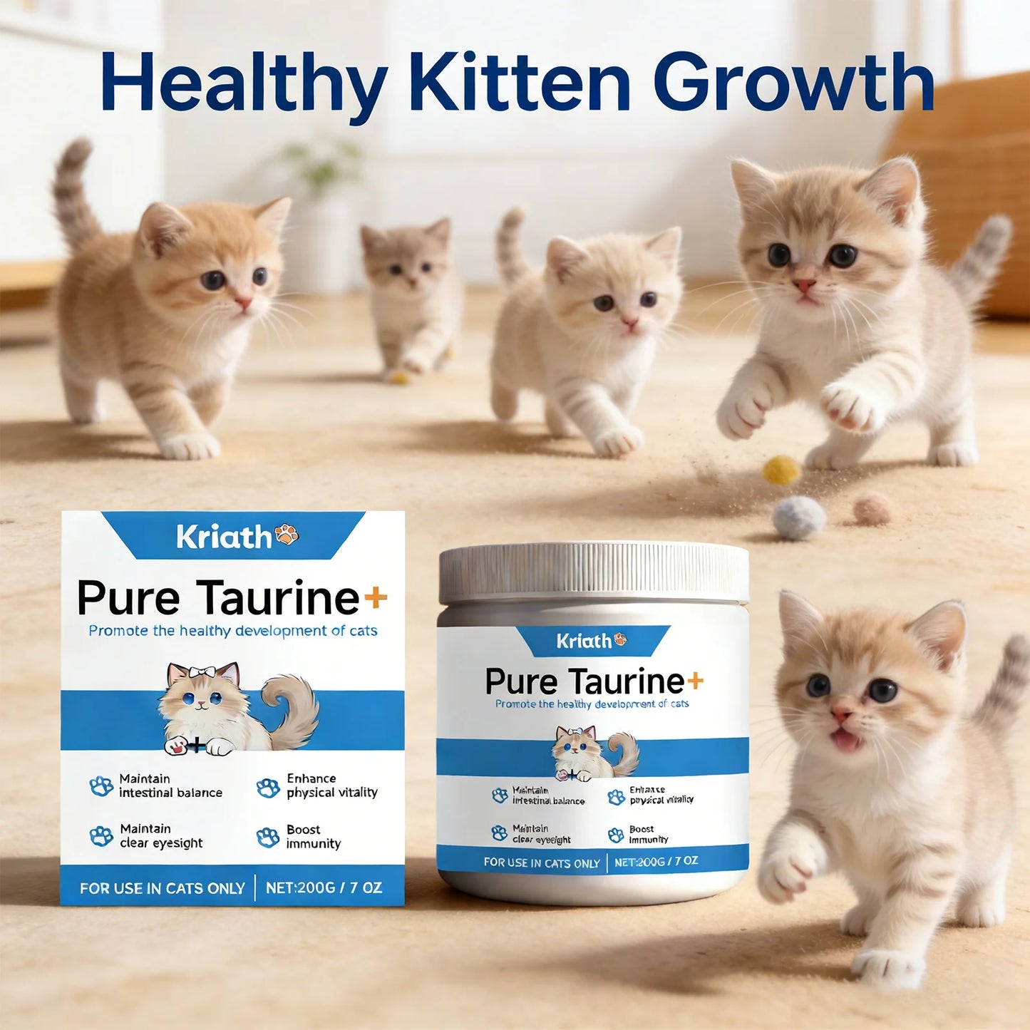 Cat Taurine Powder Support Heart Health Promote Healthy Growth Maintain Visual Function Smooth Hair Kitten Care Nutrition Powder