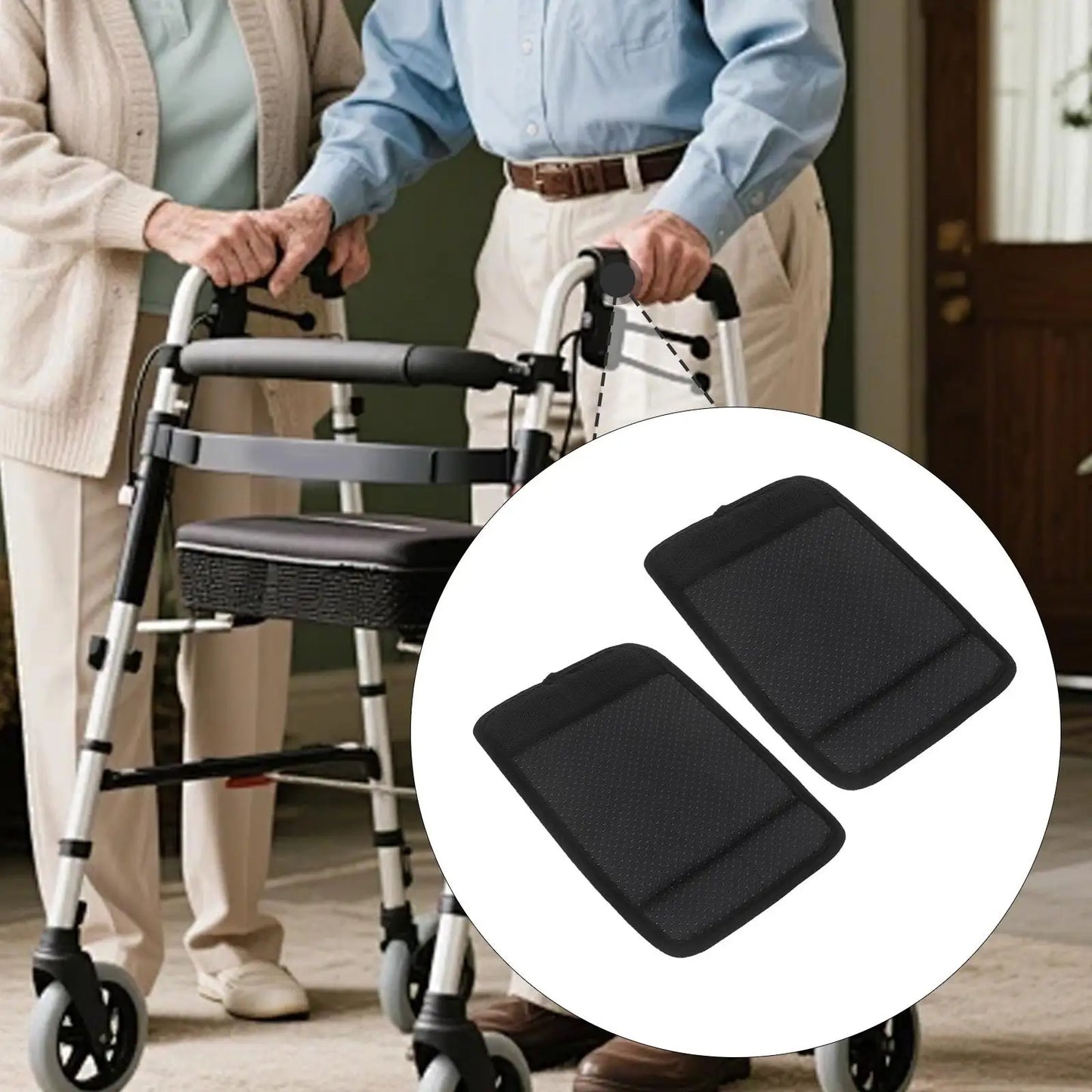 2 Pieces Walker Handle Cushions Anti Slip Walking Cane Grip Covers Hand Grip Covers Soft Cushion Padding for Elderly Grippers