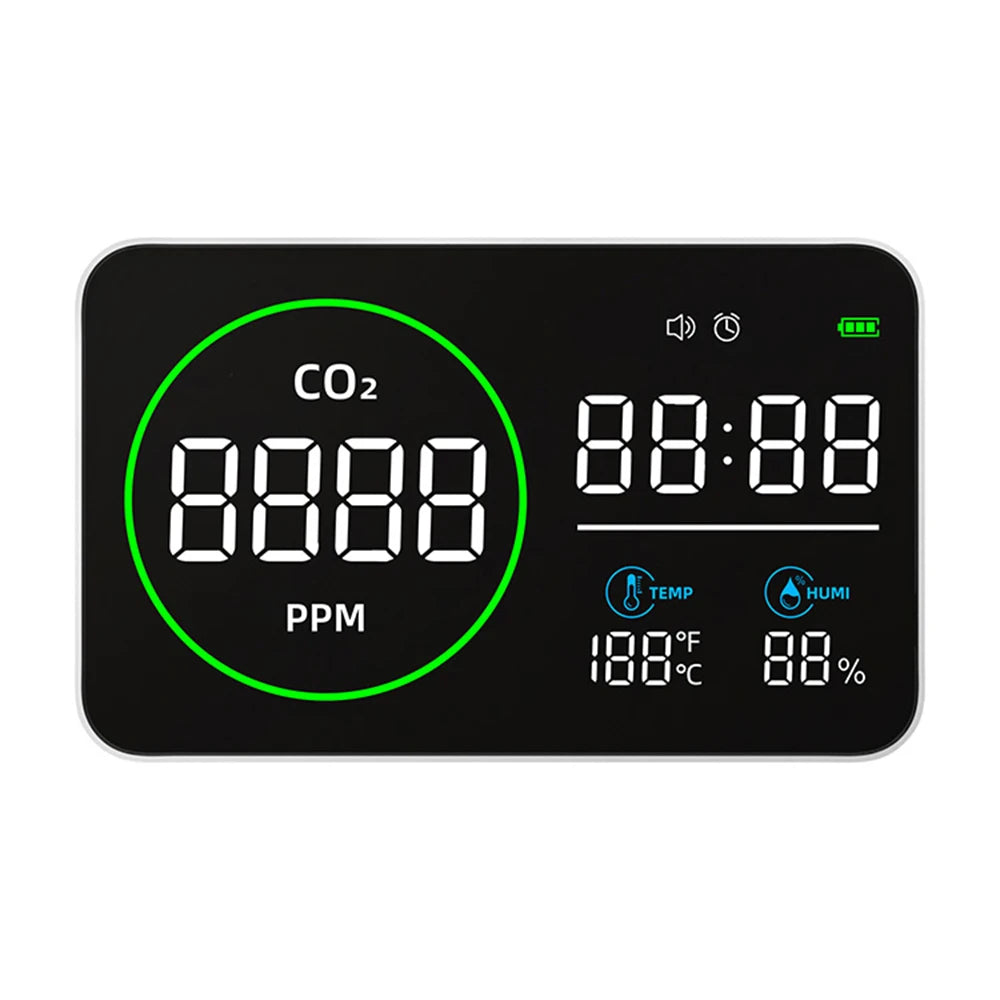 Smart WIFI 4 in 1 Air Quality Monitor Indoor IR CO2 Sensor Carbon Dioxide Detector Alarm Clock Temperature Humidity Tester