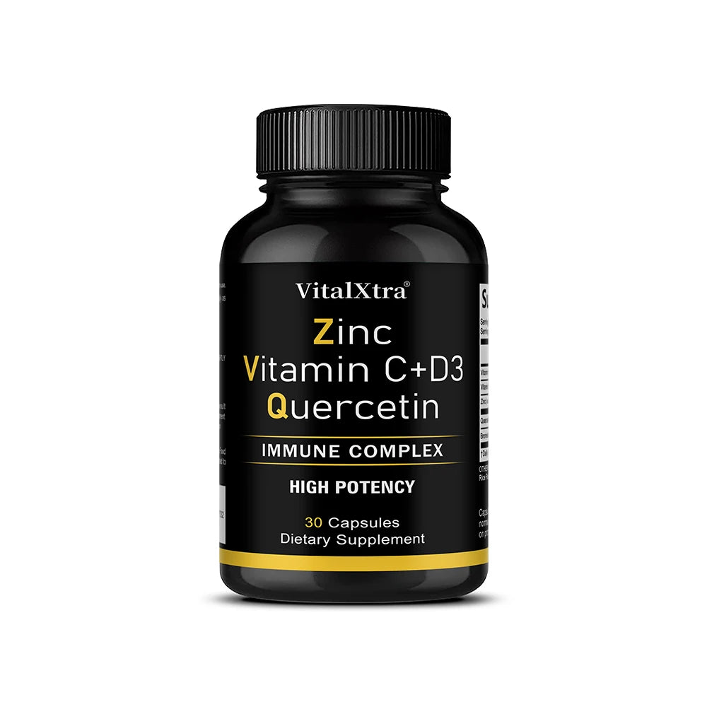 Zinc Quercetin 500 Mg with Vitamin C, Vitamin D3, and Bromelain, A High Potency Immune Support Supplement
