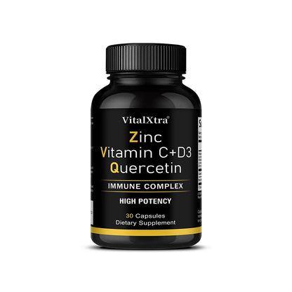 Zinc Quercetin 500 Mg with Vitamin C, Vitamin D3, and Bromelain, A High Potency Immune Support Supplement