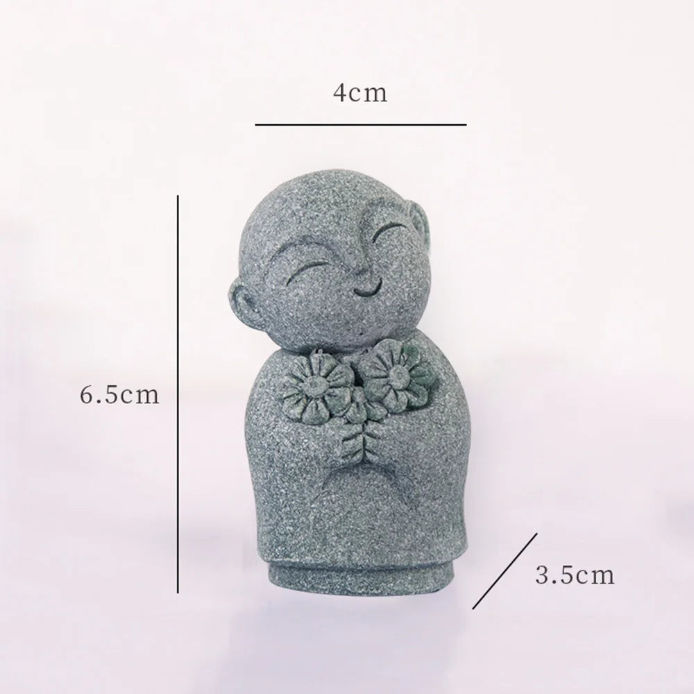 Yard Stone Statue Little Buddhist Ornament Garden Buddhist Statues Decor Suitable for Gardening Aquarium Decoration Ornament