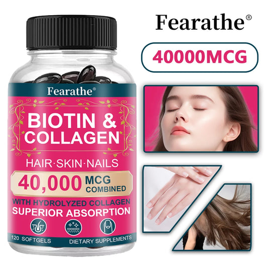Biotin Collagen Supplement - Hair Growth Support, Skin & Nails - 40000 mcg with Vitamins B Complex, Hyaluronic Acid & Keratin