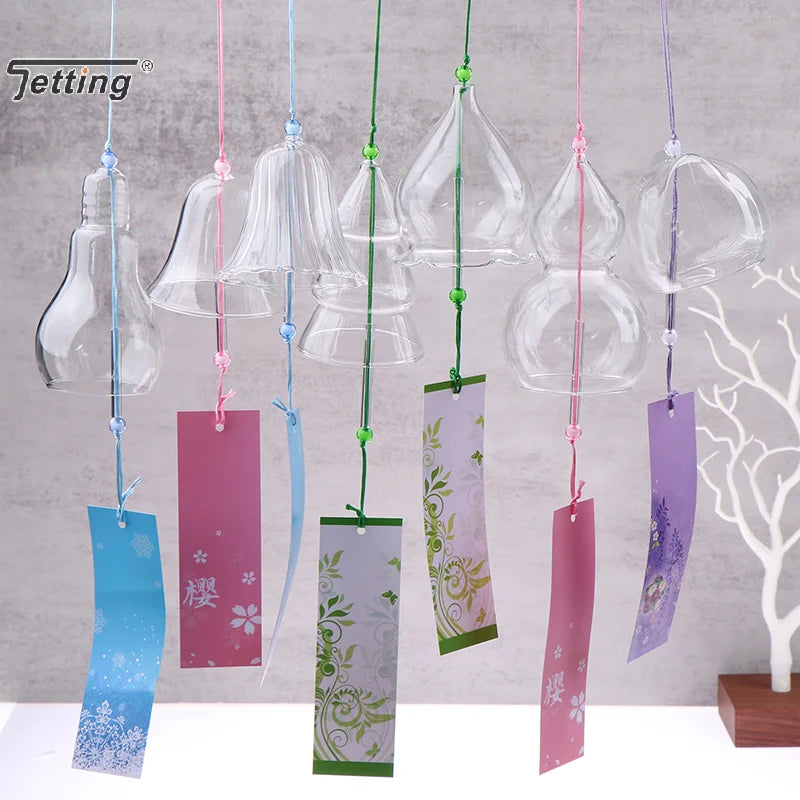 1Pcs Transparent Glass Wind Chimes WIndows Wind Bell Hanging Outdoor Garden Decor Garden Chimes Japanese Room Decor DIY Crafts