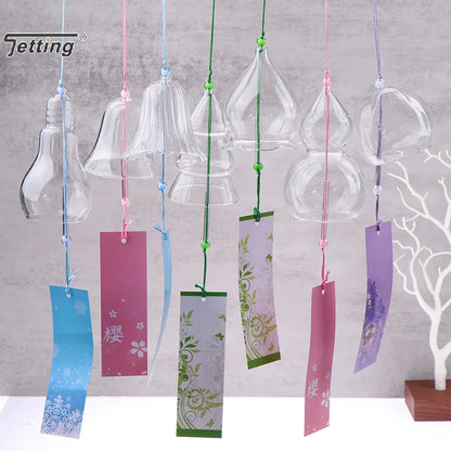 1Pcs Transparent Glass Wind Chimes WIndows Wind Bell Hanging Outdoor Garden Decor Garden Chimes Japanese Room Decor DIY Crafts