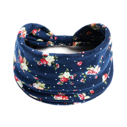 Boho Headbands Wide Knot Hair Scarf Floral Print Hairband Stretch Turban Headwrap Cotton Head Band Fashion Accessories for Women