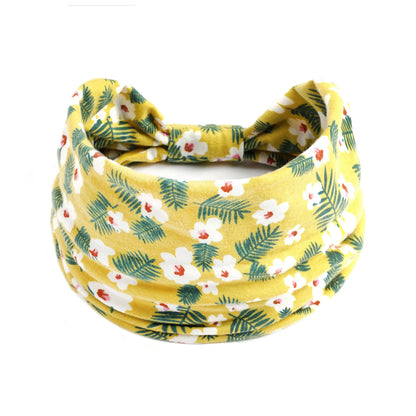Boho Headbands Wide Knot Hair Scarf Floral Print Hairband Stretch Turban Headwrap Cotton Head Band Fashion Accessories for Women