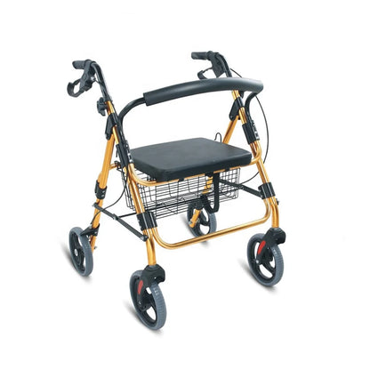 European Style Ultra Lightweight Folding Walker 4 Wheels Shopping Cart Rollator With Seat