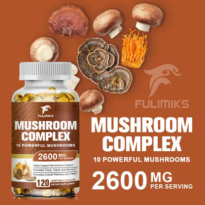 Buy 1 Get 1 Free! Organic Mushroom Complex Supplement, Adaptogenic Blend for Immune Support, Brain Focus & Natural Energy