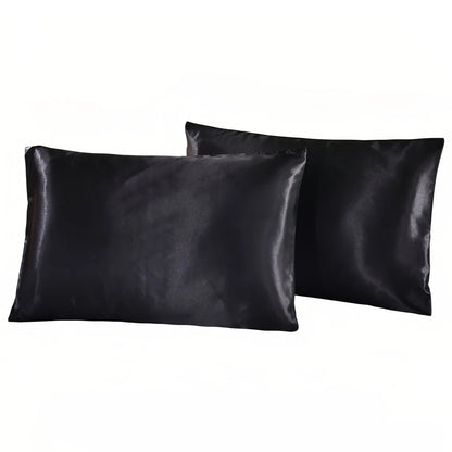 2-piece satin silk pillowcases — decorative pillow covers, bedding accessories; size: 48 × 74 cm; also suitable for car headrest