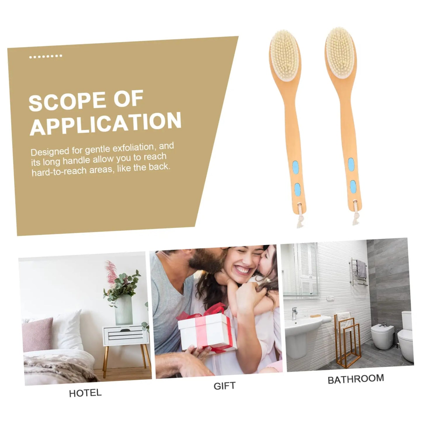 Dry Skin Wood Body Brush Exfoliation Natural Bristle Back Brush Massager Bath Shower Back Spa Scrubber Dry Massage Brush Tools