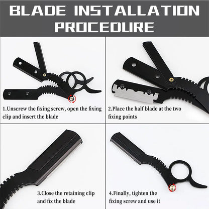 Barber Manual Razor Straight Edge Haircut Beard Eyebrow Shaver Men Depilation Razor Hairdresser Trimming Blades Replaceable
