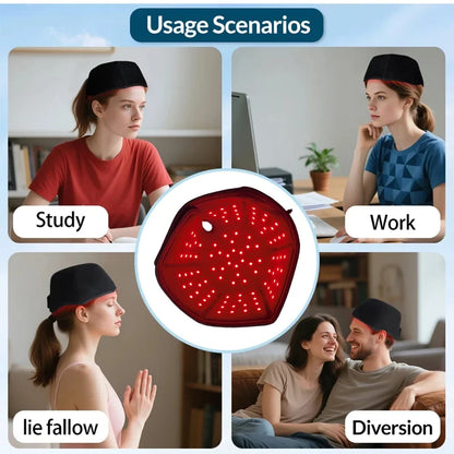 Red Light Therapy Hat 660&850nm Near Infrared LED Treatment Helmet for Hair Growth Cap Prevant Loss Head Relaxation Relief Scalp