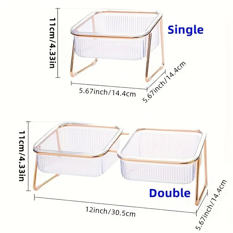 Non-Slip Raised Pet Food Bowls For Dogs And Cats-Tilted Design For Comfortable Feeding For Better Digestion Reduced Neck Strain