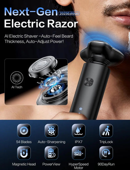 Electric Razor for Men 3 Blade Rotary Shaving Machine Touch Switch Type C Fast Charging Travel Lock Men's Electric Shaver