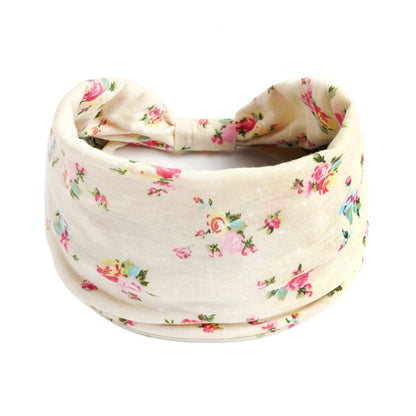 Boho Headbands Wide Knot Hair Scarf Floral Print Hairband Stretch Turban Headwrap Cotton Head Band Fashion Accessories for Women