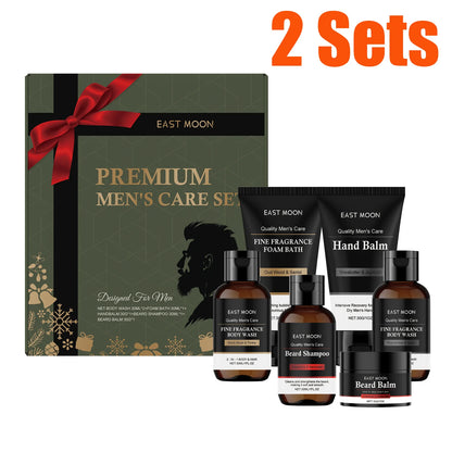 Men's Personal Care Set Beard Shampoo & Balm Set Body Wash Hand Balm Christmas Gift Set for Men Nourishing Skin Care Box Set